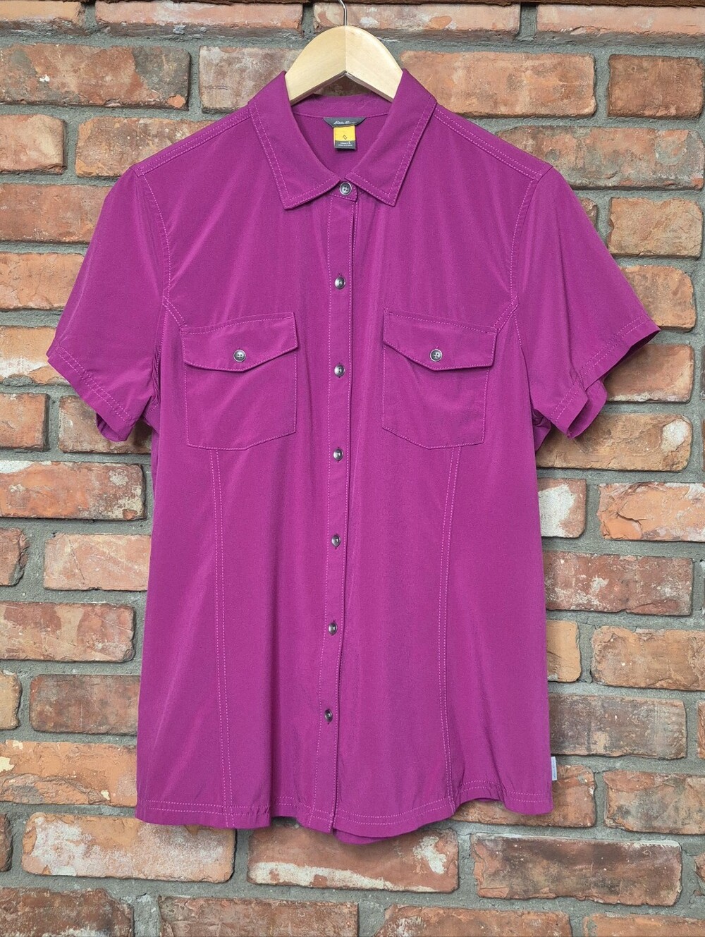 Eddie Bauer Departure Shirt Stretch Quick Dry UPF 50 Short Sleeve Button Down